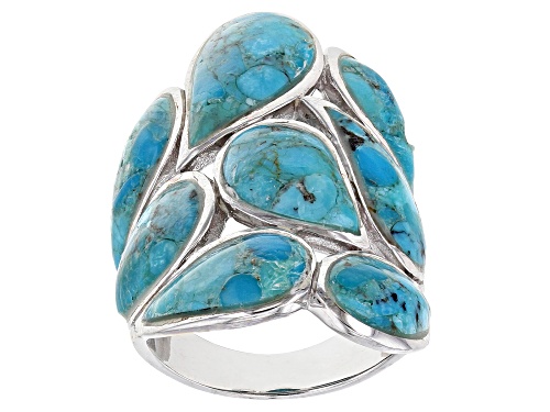 Photo of Pear shape turquoise rhodium over sterling silver ring - Size 7