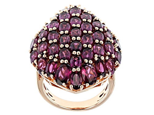 11.74ctw Mixed Shape Raspberry Color Rhodolite 18k Rose Gold Over Sterling Silver Cluster Ring - Size 7