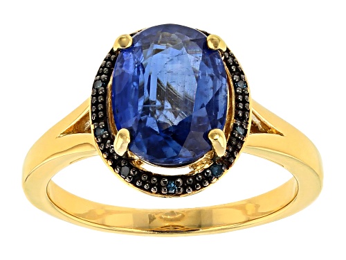2.72ct Oval Kyanite with .02ctw Blue Diamond Accent 18k Yellow Gold Over Sterling Silver Ring - Size 9