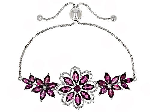 12.06ctw magenta rhodolite with .27ctw white zircon rhodium over silver bolo bracelet