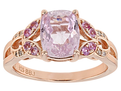 Photo of 2.51ct Kunzite, .12ctw Pink Sapphire and .02ctw White Diamond Accent 18k Rose Gold Over Silver Ring - Size 9