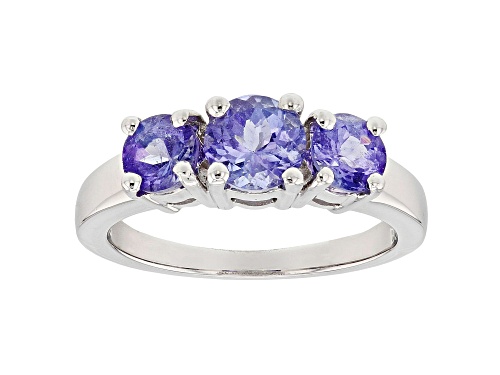 1.65ctw Tanzanite Rhodium Over Sterling Silver 3-Stone Ring - Size 6