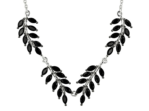 6.12ctw marquise black spinel rhodium over sterling silver leaf necklace - Size 18
