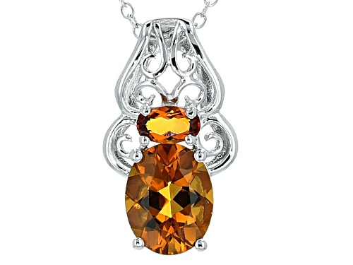 1.36ctw Oval Madeira Citrine Sterling Silver Pendant With Chain