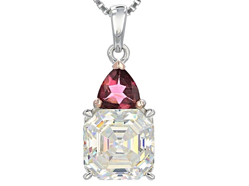 Photo of 3.29ct Fabulite Strontium Titanate And .32ct Pink Tourmaline Sterling Silver Pendant With Chain