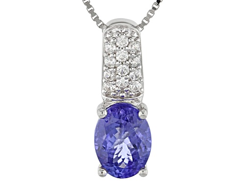 1.70ct Oval Tanzanite And .23ctw Round White Zircon Sterling Silver Pendant With Chain