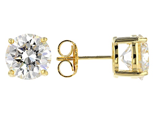7.34ctw Strontium Titanate 18K Yellow Gold Over Sterling Silver Stud Earrings