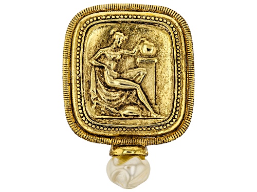 1928 Jewelry® White Pearl Simulant Gold-Tone Classical Goddess Pin/Pendant