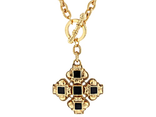Photo of 1928 Jewelry® Black Crystal Gold-Tone Necklace - Size 17