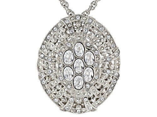 1928 Jewelry® Oval White Crystal Silver-Tone Necklace - Size 16