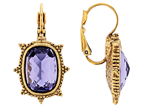 Photo of 1928 Jewelry® Octagon Purple Crystal Gold-Tone Drop Earrings
