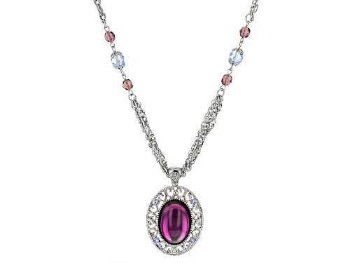 Photo of 1928 Jewelry® Purple Crystal & Blue Glass Accents Silver-Tone Necklace - Size 18