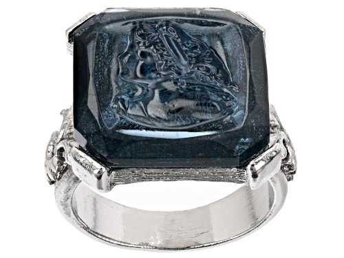Photo of 1928 Jewelry® Square Blue Crystal Silver-Tone Ring - Size 8