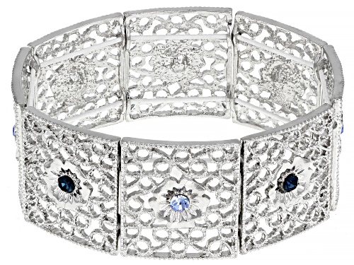 Photo of 1928 Jewelry® Blue Crystal Silver-Tone Stretch Bracelet
