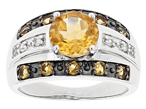 Photo of 1.92ctw Citrine and 0.07ctw White Zircon Rhodium Over Sterling Silver Ring - Size 7