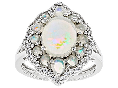 2.25ctw Ethiopian Opal and 0.56ctw White Zircon Rhodium Over Sterling ...