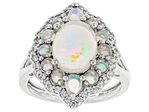 2.25ctw Ethiopian Opal and 0.56ctw White Zircon Rhodium Over Sterling ...