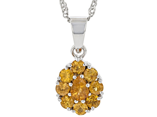 0.36ct Pear & 0.80ctw Round Spessartite Rhodium Over Sterling Silver Pendant With Chain