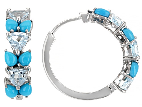 Photo of 2.00ctw Glacier Topaz™ With Turquoise & .02ctw Blue Diamond Accent Rhodium Over Silver Earrings