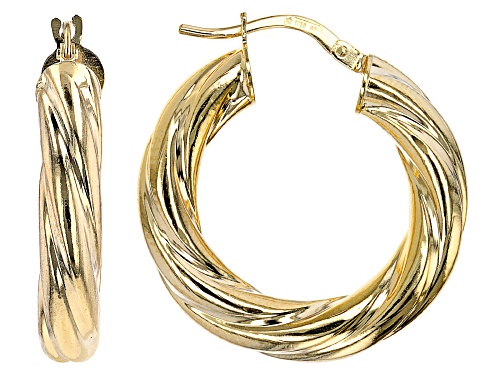 Photo of 10K Yellow Gold 15MM Wide Torchon Hoop Earrings