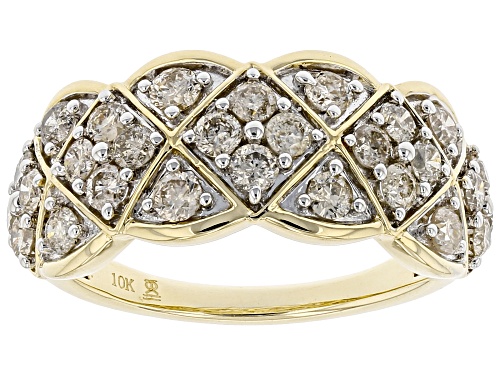 1.00ctw Round Diamond 10k Yellow Gold Wide Band Ring - Size 8