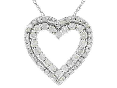 Photo of 0.50ctw Round White Diamond 10k White Gold Heart Pendant With Chain