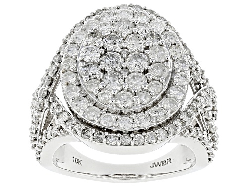 Photo of 3.00ctw Round And Baguette White Diamond 10k White Gold Cluster Statement Ring - Size 5