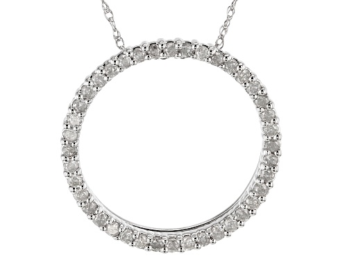 0.50ctw Round White Diamond 10k White Gold Circle Pendant With 18