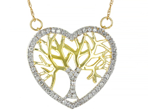 Photo of 0.25ctw Round White Diamond 10k Yellow Gold Heart And Tree Necklace - Size 18
