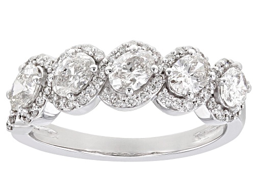 1.20ctw Oval And Round White Diamond Platinum Band Ring - Size 8