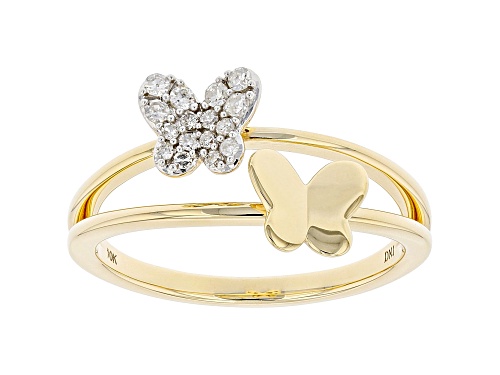 Photo of 0.10ctw Round White Diamond 10k Yellow Gold Butterfly Ring - Size 7