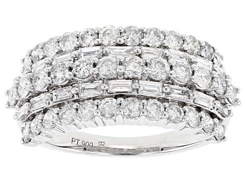 Photo of 1.50ctw Round And Baguette White Diamond 900 Platinum Multi-Row Wide Band Ring - Size 10