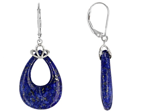 25x18mm Free-Form Lapis Lazuli Rhodium Over Sterling Silver Earrings