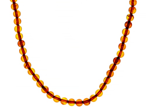 Photo of 5MM ROUND AMBER RHODIUM OVER STERLING SILVER NECKLACE - Size 20