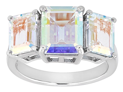 Photo of 6.88ctw Mercury Mist™ Topaz Rhodium Over Sterling Silver 3-Stone Ring - Size 6