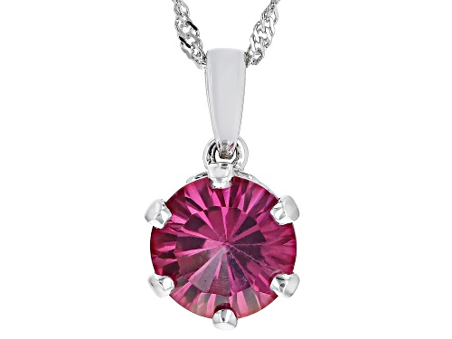 3.76ct Round Pink Topaz Rhodium Over Sterling Silver Solitaire Pendant With Chain