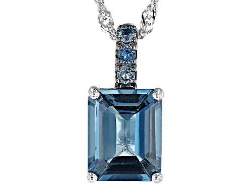3.53ctw London Blue Topaz Black Rhodium Over Silver Pendant With Chain