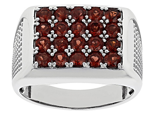 2.70ctw Round Vermelho Garnet™Rhodium Over Sterling Silver Men's Ring - Size 9