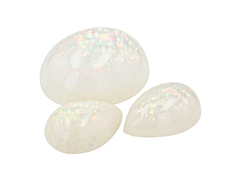 Set of 3 Pattern Collection Ethiopian Opal 48.50ctw Pinfire Pattern oval and two pear shape