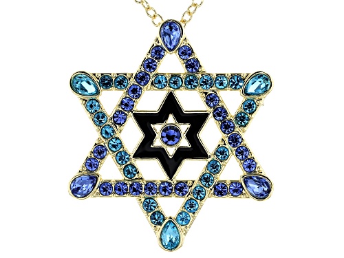 Photo of Off Park ® Collection, Gold Tone Multi Color Crystals Star of David Pin/Pendant with Chain