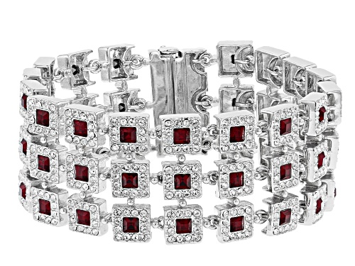 Photo of Off Park ® Collection Silver Tone Red and White Crystal Multi Row Bracelet