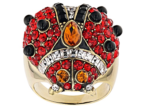 Photo of Off Park ® Collection, Antique Bronze Tone Multi Color Crystal Ladybug Ring - Size 8