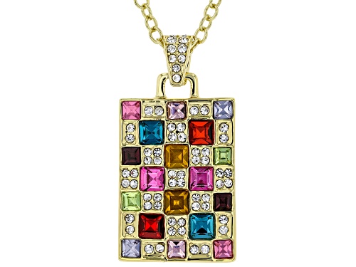 Off Park ® Collection, Gold Tone Multi Color Crystal Pendant with 18" Chain