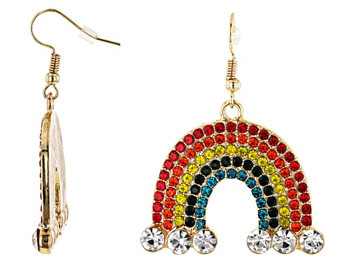 Photo of Off Park ® Collection, Gold Tone Multi Color Crystal Rainbow Dangle Earrings