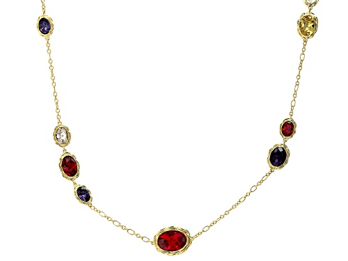 Off Park ® Collection, Multi Shape and Multi Color Crystal Gold Tone Necklace