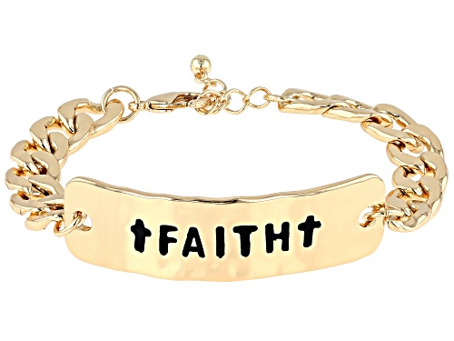 Off Park ® Collection, Gold Tone "Faith" Link Bracelet