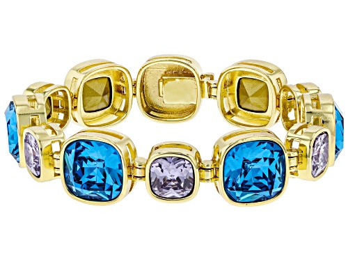 Photo of Off Park ® Collection, Blue and Purple Square Cushion Crystal Gold Tone Station Bracelet