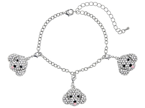 Photo of Off Park ® Collection, Silver Tone with Black and White Crystal Poodle Charm Bracelet
