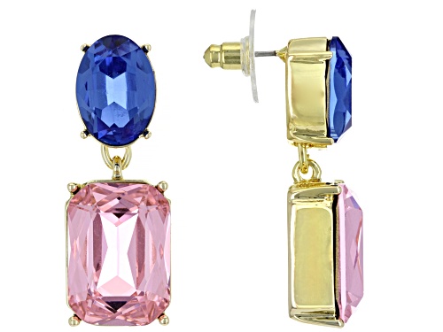 Photo of Off Park ® Collection, Light Pink and Blue Crystal Gold Tone Dangle Earrings