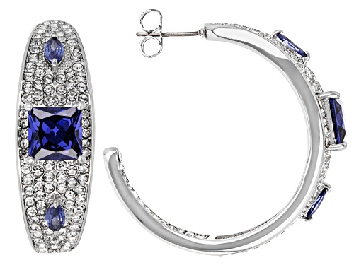 Photo of Off Park ® Collection, Silver Tone Blue Crystal, Blue Cubic Zirconia,  and White Crystal Earrings